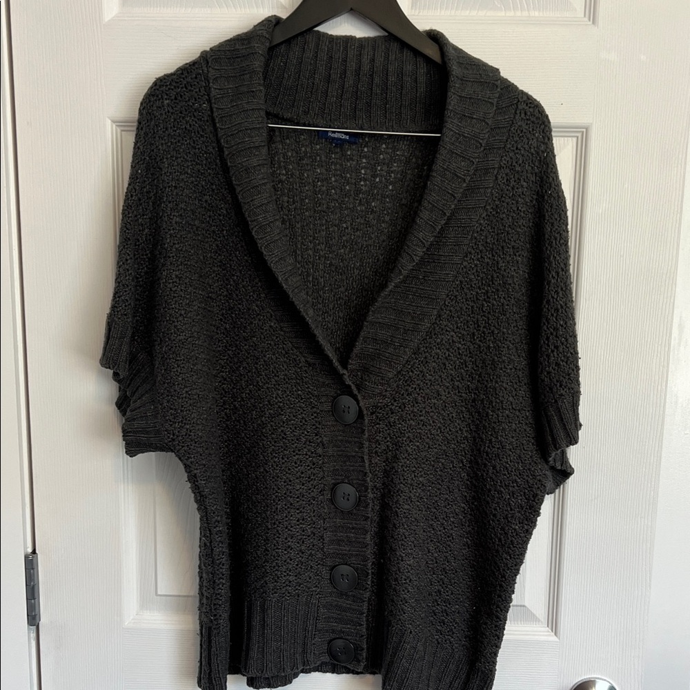 Reitmans Charcoal Button-Down Cardigan